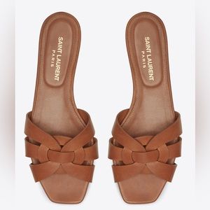 Saint Laurent Leather Tribute Slides - Size 38.5 (Retails at $725)